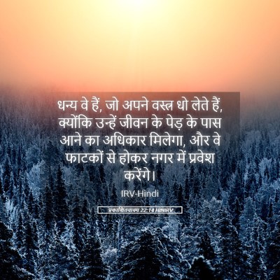 Picture 05 - प्रकाशितवाक्य 22:14 HINIRV - धन्य वे हैं, जो - Bible Verse Picture