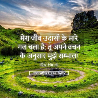 Picture 05 - भजन संहिता 119:28 HINIRV - मेरा जीव उदासी के - Bible Verse Picture