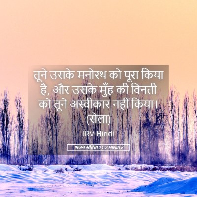 Picture 05 - भजन संहिता 21:2 HINIRV - तूने उसके मनोरथ को - Bible Verse Picture