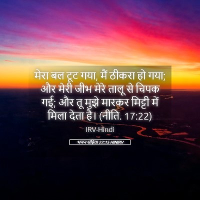 Picture 05 - भजन संहिता 22:15 HINIRV - मेरा बल टूट गया, - Bible Verse Picture