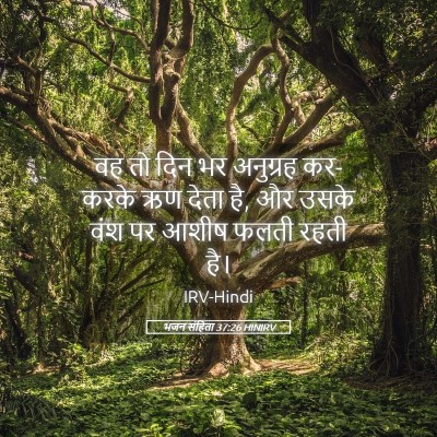 Picture 05 - भजन संहिता 37:26 HINIRV - वह तो दिन भर - Bible Verse Picture