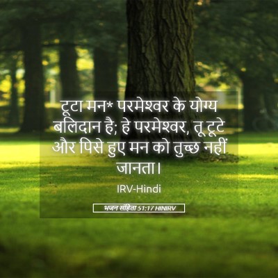 Picture 05 - भजन संहिता 51:17 HINIRV - टूटा मन* परमेश्‍वर - Bible Verse Picture