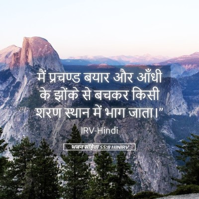 Picture 05 - भजन संहिता 55:8 HINIRV - मैं प्रचण्ड बयार - Bible Verse Picture