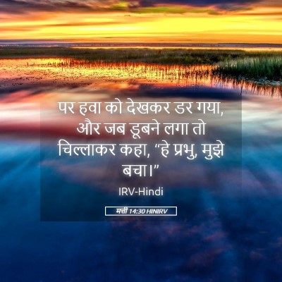 Picture 05 - मत्ती 14:30 HINIRV - पर हवा को देखकर डर - Bible Verse Picture