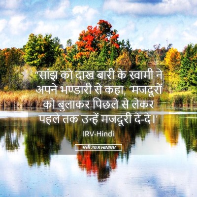 Picture 05 - मत्ती 20:8 HINIRV - “सांझ को दाख बारी - Bible Verse Picture