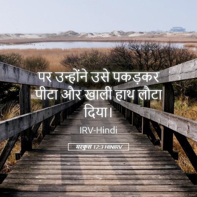 Picture 05 - मरकुस 12:3 HINIRV - पर उन्होंने उसे - Bible Verse Picture