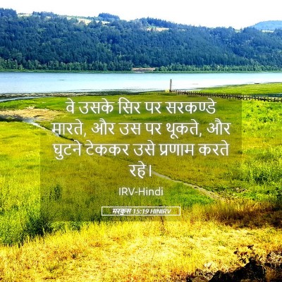 Picture 05 - मरकुस 15:19 HINIRV - वे उसके सिर पर - Bible Verse Picture