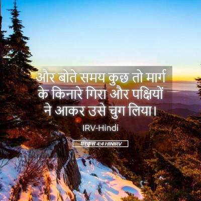 Picture 05 - मरकुस 4:4 HINIRV - और बोते समय कुछ तो - Bible Verse Picture