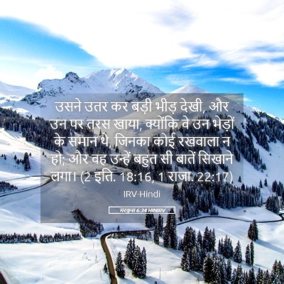 Picture 05 - मरकुस 6:34 HINIRV - उसने उतर कर बड़ी - Bible Verse Picture
