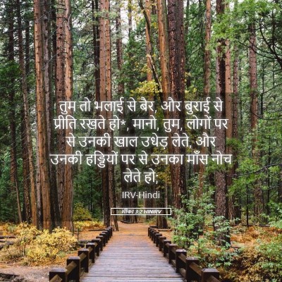 Picture 05 - मीका 3:2 HINIRV - तुम तो भलाई से बैर, - Bible Verse Picture