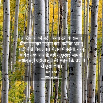 Picture 05 - मीका 4:10 HINIRV - हे सिय्योन की बेटी, - Bible Verse Picture