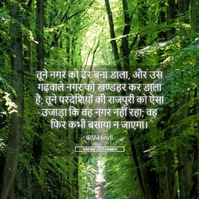 Picture 05 - यशायाह 25:2 HINIRV - तूने नगर को ढेर बना - Bible Verse Picture