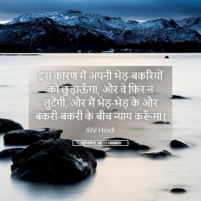 Picture 05 - यहेजकेल 34:22 HINIRV - इस कारण मैं अपनी - Bible Verse Picture
