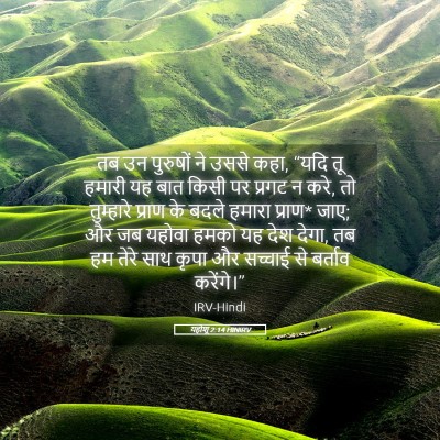 Picture 05 - यहोशू 2:14 HINIRV - तब उन पुरुषों ने - Bible Verse Picture