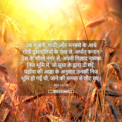 Picture 05 - यहोशू 22:9 HINIRV - तब रूबेनी, गादी, और - Bible Verse Picture