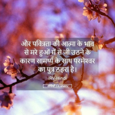Picture 05 - रोमियों 1:4 HINIRV - और पवित्रता की - Bible Verse Picture