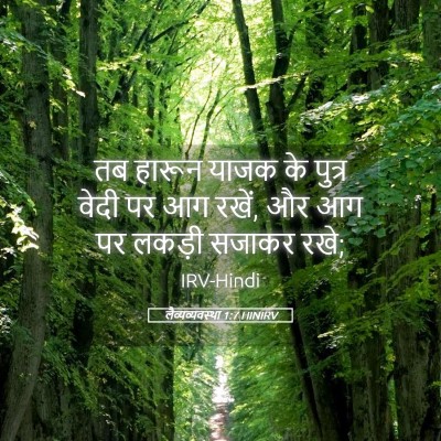 Picture 05 - लैव्यव्यवस्था 1:7 HINIRV - तब हारून याजक के - Bible Verse Picture