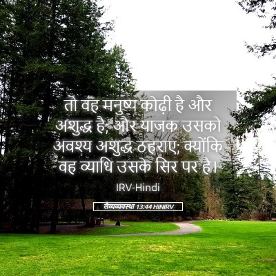 Picture 05 - लैव्यव्यवस्था 13:44 HINIRV - तो वह मनुष्य कोढ़ी - Bible Verse Picture