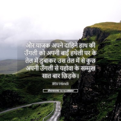 Picture 05 - लैव्यव्यवस्था 14:16 HINIRV - और याजक अपने - Bible Verse Picture
