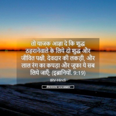 Picture 05 - लैव्यव्यवस्था 14:4 HINIRV - तो याजक आज्ञा दे कि - Bible Verse Picture