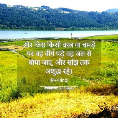 Picture 05 - लैव्यव्यवस्था 15:17 HINIRV - और जिस किसी वस्त्र - Bible Verse Picture