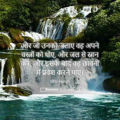 Picture 05 - लैव्यव्यवस्था 16:28 HINIRV - और जो उनको जलाए वह - Bible Verse Picture
