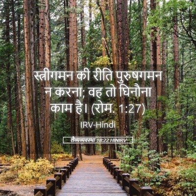 Picture 05 - लैव्यव्यवस्था 18:22 HINIRV - स्त्रीगमन की रीति - Bible Verse Picture