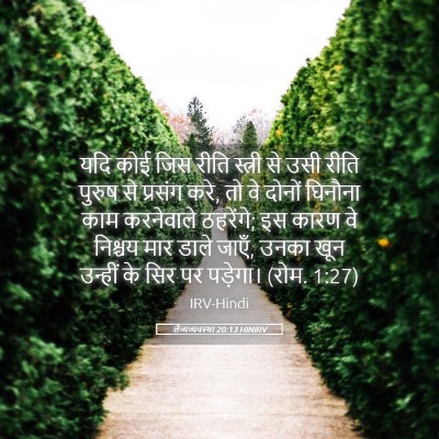 Picture 05 - लैव्यव्यवस्था 20:13 HINIRV - यदि कोई जिस रीति - Bible Verse Picture