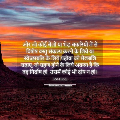 Picture 05 - लैव्यव्यवस्था 22:21 HINIRV - और जो कोई बैलों या - Bible Verse Picture
