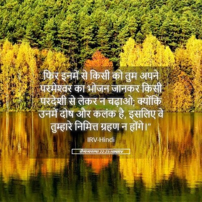 Picture 05 - लैव्यव्यवस्था 22:25 HINIRV - फिर इनमें से किसी - Bible Verse Picture