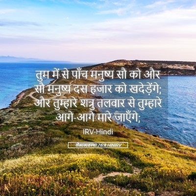 Picture 05 - लैव्यव्यवस्था 26:8 HINIRV - तुम में से पाँच - Bible Verse Picture