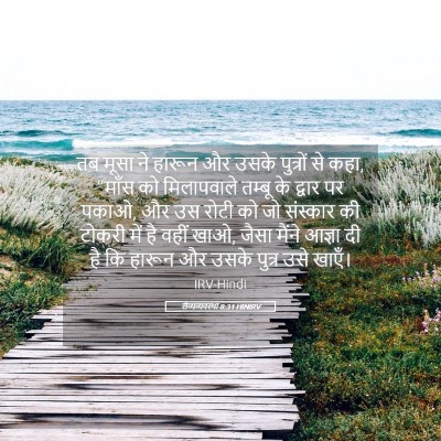 Picture 05 - लैव्यव्यवस्था 8:31 HINIRV - तब मूसा ने हारून और - Bible Verse Picture