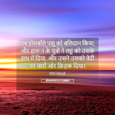 Picture 05 - लैव्यव्यवस्था 9:12 HINIRV - तब होमबलि पशु को - Bible Verse Picture