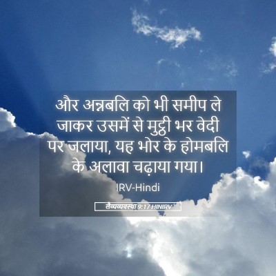 Picture 05 - लैव्यव्यवस्था 9:17 HINIRV - और अन्नबलि को भी - Bible Verse Picture