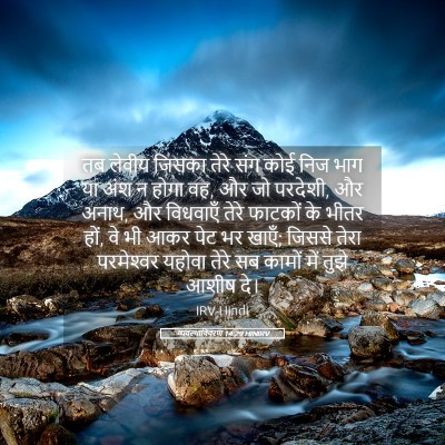 Picture 05 - व्यवस्थाविवरण 14:29 HINIRV - तब लेवीय जिसका - Bible Verse Picture