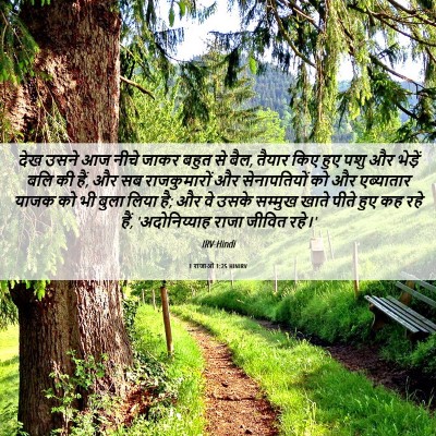Picture 06 - 1 राजाओं 1:25 HINIRV - देख उसने आज नीचे - Bible Verse Picture