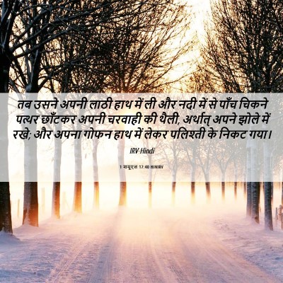 Picture 06 - 1 शमूएल 17:40 HINIRV - तब उसने अपनी लाठी - Bible Verse Picture