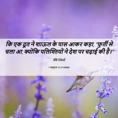 Picture 06 - 1 शमूएल 23:27 HINIRV - कि एक दूत ने शाऊल - Bible Verse Picture