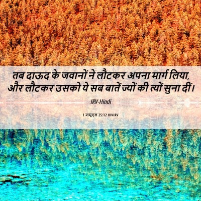 Picture 06 - 1 शमूएल 25:12 HINIRV - तब दाऊद के जवानों - Bible Verse Picture