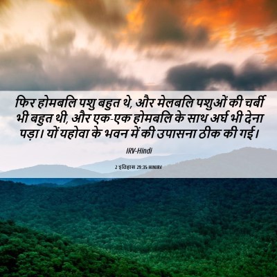 Picture 06 - 2 इतिहास 29:35 HINIRV - फिर होमबलि पशु - Bible Verse Picture