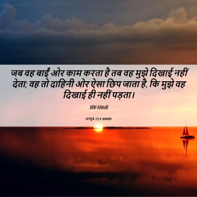 Picture 06 - अय्यूब 23:9 HINIRV - जब वह बाईं ओर काम - Bible Verse Picture