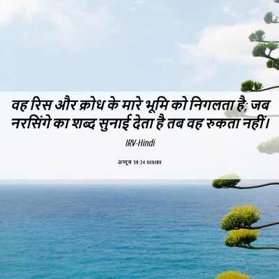 Picture 06 - अय्यूब 39:24 HINIRV - वह रिस और क्रोध के - Bible Verse Picture