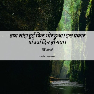 Picture 06 - उत्पत्ति 1:23 HINIRV - तथा सांझ हुई फिर - Bible Verse Picture