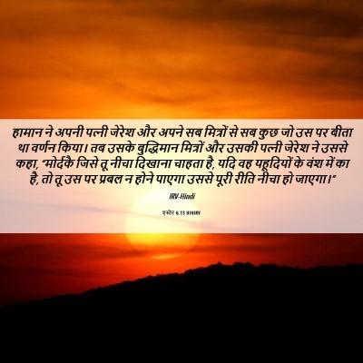 Picture 06 - एस्तेर 6:13 HINIRV - हामान ने अपनी - Bible Verse Picture