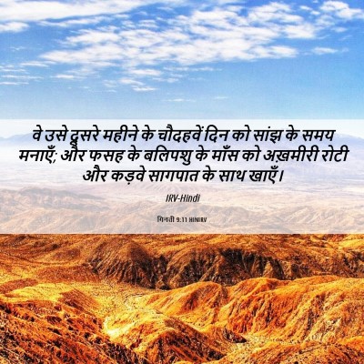 Picture 06 - गिनती 9:11 HINIRV - वे उसे दूसरे महीने - Bible Verse Picture