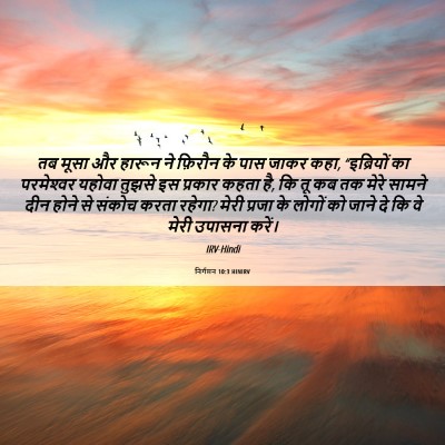 Picture 06 - निर्गमन 10:3 HINIRV - तब मूसा और हारून ने - Bible Verse Picture