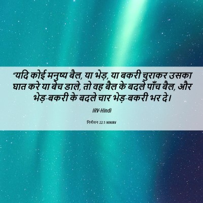 Picture 06 - निर्गमन 22:1 HINIRV - “यदि कोई मनुष्य - Bible Verse Picture