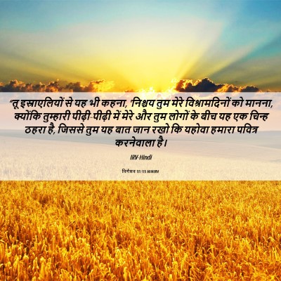 Picture 06 - निर्गमन 31:13 HINIRV - “तू इस्राएलियों - Bible Verse Picture
