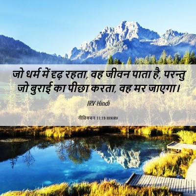 Picture 06 - नीतिवचन 11:19 HINIRV - जो धर्म में दृढ़ - Bible Verse Picture