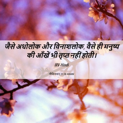 Picture 06 - नीतिवचन 27:20 HINIRV - जैसे अधोलोक और - Bible Verse Picture